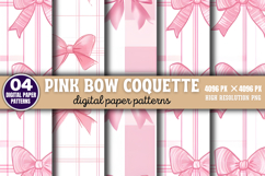 Pink Bow Coquette Digital Paper Background PNG Product Image 1