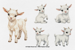 15 Bundle Watercolor White Goat Baby Kids Charming Farm Product Image 7