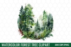 Watercolor Forest Tree Clipart Product Image 1