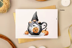Watercolor Halloween gnome in tea mug, Gnome PNG Product Image 6