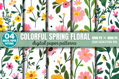 Colorful Spring Floral Pattern Backgrounds PNG Product Image 1