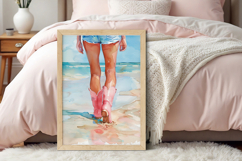 Watercolor Coastal Cowgirl Boots Beach Print Product Image 7