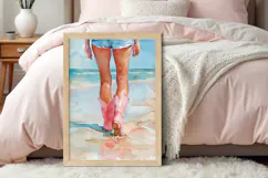 Watercolor Coastal Cowgirl Boots Beach Print Product Image 7