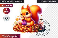 Cute Autumn thanksgiving Baby animal and Pumpkin PNG clipart Product Image 1