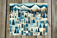 Xmas patchwork landscape | Skinny tumbler sublimation design Product Image 3