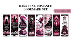 Dark Romance Bookmark Set,Gothic Pink Roses &amp; Skulls Book Product Image 7