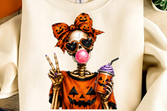 Cute Skeleton Halloween PNG, Funny Halloween Skeleton PNG Product Image 3