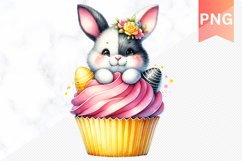 Easter Bunny And Cupcake Sublimation - Clipart PNG Product Image 1