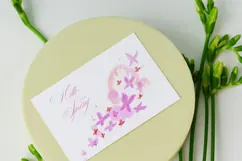 Pink Watercolor Flying Butterflies PNG Design Product Image 2