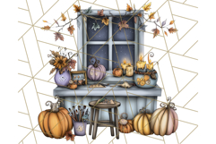 Fall Town Building Clipart PNG, Autumn Home Decor Scenes Product Image 3
