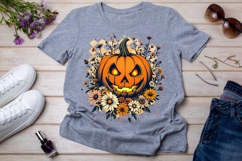 Retro Distressed Halloween Pumpkin T-Shirt Design Product Image 7