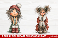 Quirky Girl Christmas Clipart | Fun Holiday Girl PNG Product Image 1