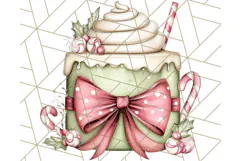 Christmas Cake Clipart PNG, Cottagecore Holiday Desserts Product Image 3