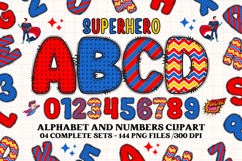 Superhero Digital Papers, superhero doodle letters Product Image 2