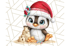 Christmas Penguins The Beach Clipart PNG, Tropical Holiday Product Image 3