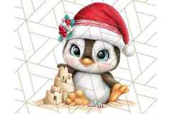 Christmas Penguins The Beach Clipart PNG, Tropical Holiday Product Image 3