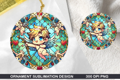 Cupid&#039;s Stained Glass Ornament PNG, Digital Download File Product Image 1