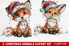 Christmas Animals Clipart Set | Cute Festive Wildlife PNG Product Image 1