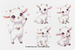 15 Bundle Watercolor Cute Goat Girl Charming Farm Sticker Product Image 7