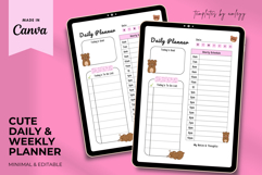 Kawaii Daily Planner Template | Cute Pastel Canva Printable Product Image 1