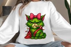 Funny Christmas green cat png design for T-shirts Product Image 4