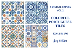 4 Colourful Portuguese Tiles Azulejos Bright Mediterranean Product Image 1
