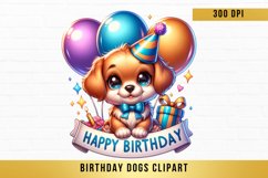 cute Birthday Dogs Clipart, Birthday Dogs sublimation Product Image 1