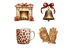 Leopard Print Christmas Clipart, Set of 20 Png Bundle Product Image 7