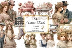 Blue and Pink Victorian Watercolor Clipart Bundle Product Image 5