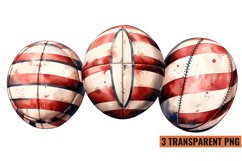 Retro Rubgy Ball Watercolor Clipart, Rugby Ball Illustration Product Image 1