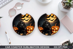 Halloween Dog Car Coaster Sublimation| Halloween Coaster PNG Product Image 1