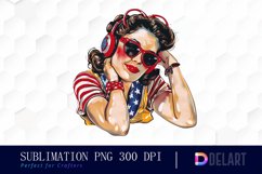 Retro American Mom Watercolor Clipart Product Image 1