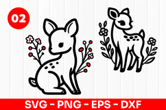 Cute Deer Cartoon Floral Forest Animal SVG PNG Product Image 1