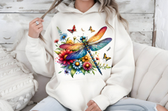 Dragonfly PNG - Floral Butterfly Sublimation Design Product Image 7