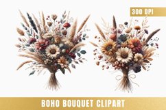 Watercolor boho bouquet clipart, Boho Flowers png Product Image 1