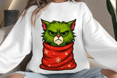 Green funny Christmas cat png design for T-shirts Product Image 4