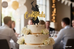 Graduation Cake Topper Laser Cut | Glowforge | SVG Product Image 1