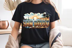 San Diego PNG, Vintage SoCal Beach Skyline Sublimation Product Image 7