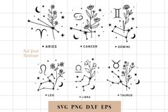 Zodiac sign svg bundle, Constellation with flowers svg Product Image 5