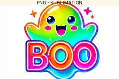 Neon Boo Ghost PNG, Digital Download for Crafts Product Image 4