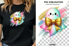 Colorful Coquette Ghost PNG, Glitter Ghost for Girly Product Image 1