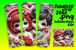 Eye-Catching 20oz Tumbler Wrap , 3D Characters Product Image 1