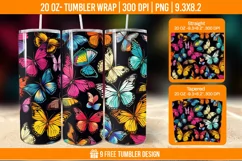 3D Cute Butterfly Tumbler Wrap Designs, Sublimation Wrap Product Image 1