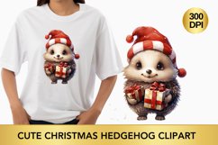 Cute Christmas Hedgehog Clipart, Hedgehog sublimation Product Image 1