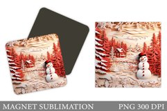 Snowman Magnet Design. Winter Magnet Sublimation Product Image 1