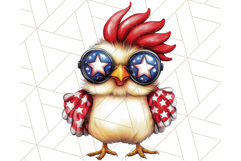 Patriotic Chicken Clipart Png, Funny 4th of July PNG Graphic Product Image 3