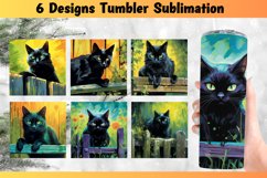 Halloween Cat Tumbler Wrap Sublimation Design PNG Product Image 1
