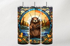 Beaver Stained Glass Square Coaster - 04 Variations Product Image 2