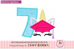Unicorn Graduation Numbers applique embroidery machine 2278 Product Image 3