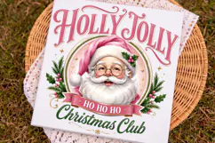 Holly Jolly Pink Santa Christmas Club Sublimation Files Product Image 1
